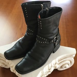 Harley Davidson Leather Studded Harness Boots